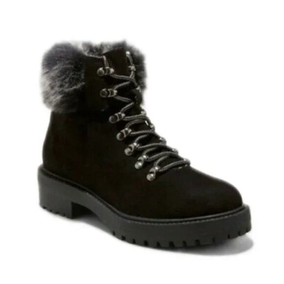 Merona‎ Black Faux Fur Tipped Boots Size 8 - Picture 1 of 11